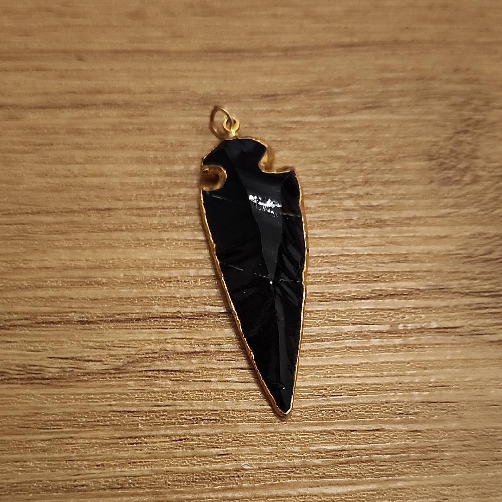 14k Gold Filled Obsidian Arrowhead Charm/Pendant